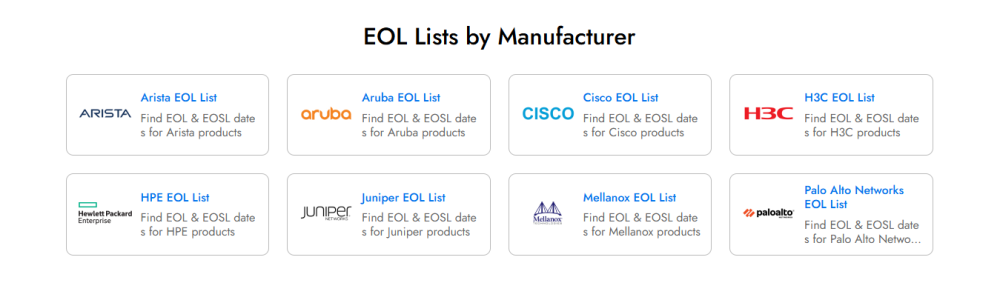EOL Lists by Manufacturer